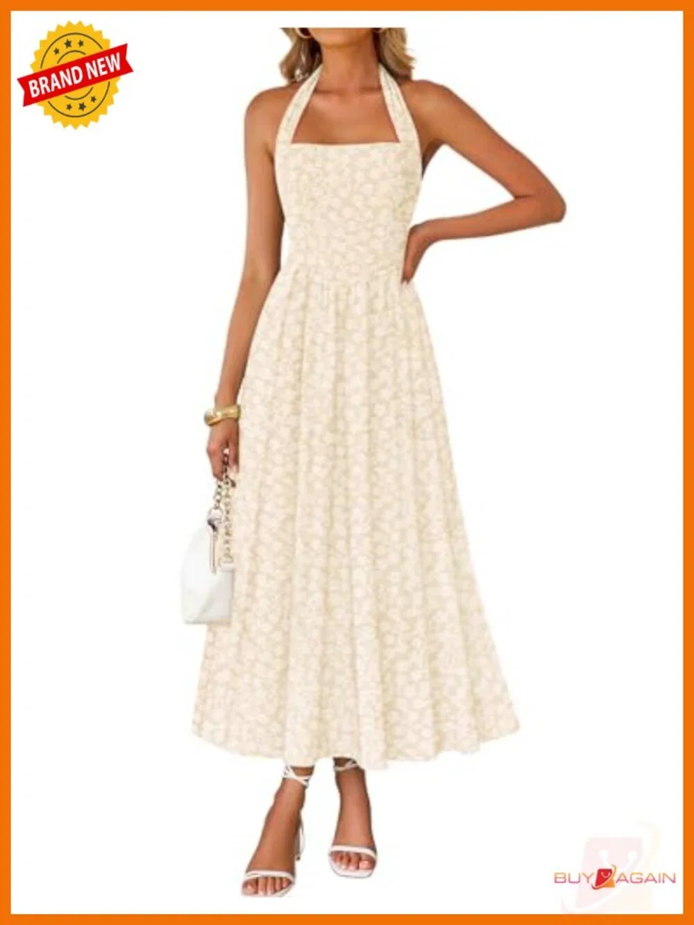 Floral Halter Maxi Dress Sleeveless A-Line Cocktail Wedding Guest